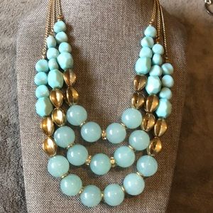 New York and company necklaces blue multi strand beads. Black and silver geomet